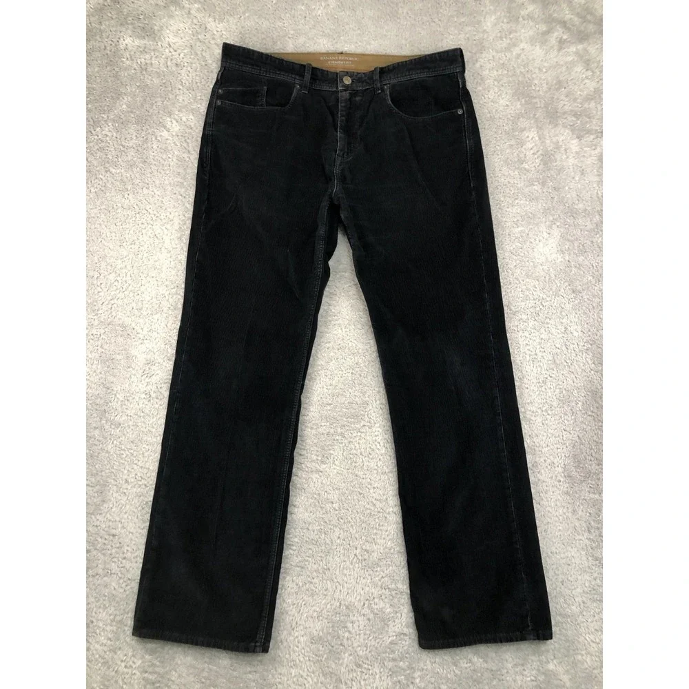 Banana Republic Corduroy Pants Mens 34x30 (Tag 33x30) Navy Blue Straight *Flaw